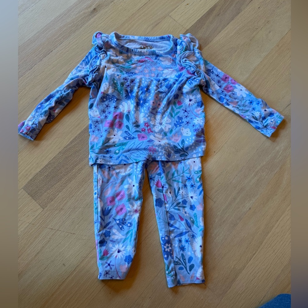 Little Sleepies Blue and Pink Floral Kids Matching Set
